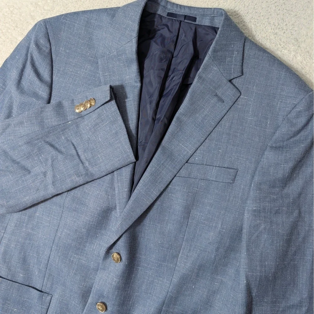 Jos. A. Bank Brrr Nylon Sport Coat Mens 44R Blue Wool Silk Linen Stretch‎ 1905